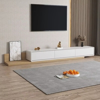 Meuble TV en bois massif de haute qualité pour salon avec éclairage LED et table basse intégrée