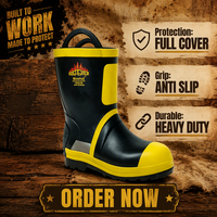 Nouvelles bottes de pompier en caoutchouc noir et jaune, nouvelle semelle extérieure en caoutchouc composite, antidérapantes, imperméables, bottes de sécurité pour le sauvetage incendie