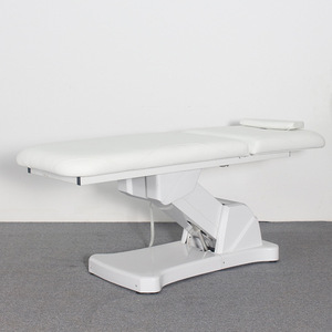 Lit de spa pour le visage électrique réglable Portable blanc Lit de cils en cuir pour Salon de beauté moderne avec tête de lit Table de massage en métal - Product Image 4