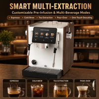 Machine à café expresso commerciale électrique à double chaudière, avec jauge de température, mousseur à lait, réservoir d'eau et dosage de poudre de café