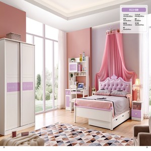 Ensemble de meubles de <span class=keywords><strong>chambre</strong></span> à coucher pour filles JINS, style princesse moderne, personnalisé, avec lit de rangement, armoire, bureau - Product Image 4