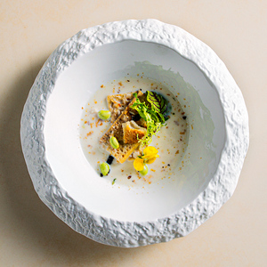 8.5 "biểu tượng tùy chỉnh khách sạn đá bữa ăn tối tấm gốm hiện đại món ăn tấm cho ngon ngọt entrees nhà hàng <span class=keywords><strong>Satin</strong></span> trắng jogo de jantar - Product Image 4