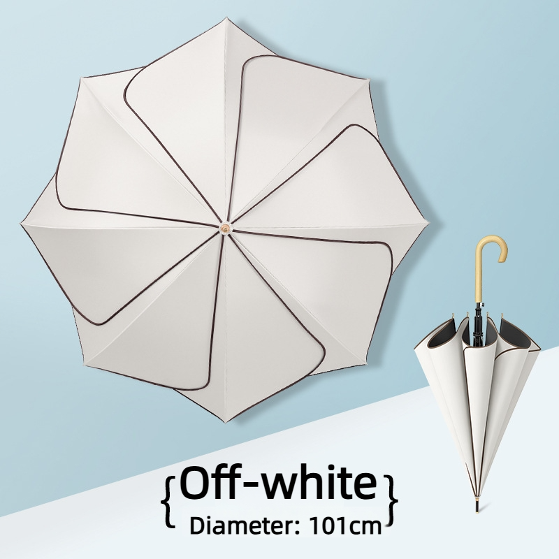 White - solid wood curved handle