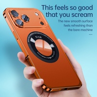 Vente en gros de coque magnétique à cadre métallique en aluminium pour panneau arrière en PC mat pour iPhone 17 16 Pro Max avec lentille en verre et film antichoc