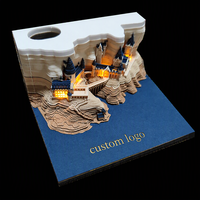 Bloc-notes créatif 2027 avec éclairage LED, style film Harry Potter, château de Poudlard, bloc de construction 3D, calendrier, bloc-notes mémo