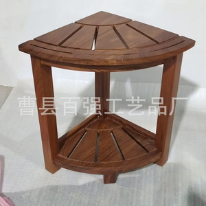 Estante de Almacenamiento de Esquina de Madera, Top 100, 30x30x42cm, Organizador de Baño de Doble Capa, Plegable, de Madera Maciza - Product Image 4