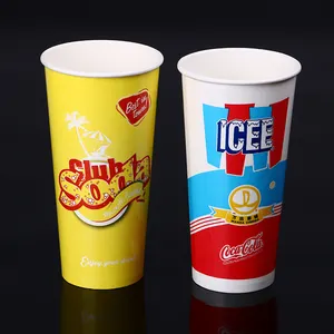 1000ml 32oz ukuran besar ganda PE dilapisi cangkir kaca kertas minuman dingin untuk minuman es