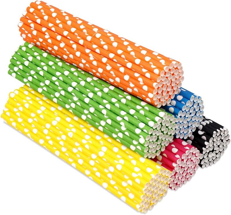 Multicolor Assorted rainbow Striped Paper Straws