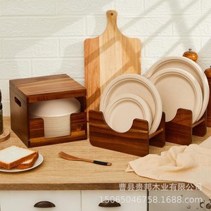 Wooden Tableware Storage <b>Rack</b> Rectangle Standing Type For Kitchen <b>Plate</b> Bowl Organizer - Product Image 1