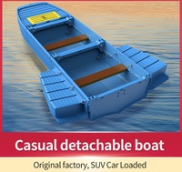 Bateaux de pêche en HDPE de 3,33 m, bateau en plastique à assembler en 3 parties, bateau pliable