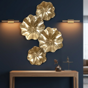 Décoration murale en métal feuille d'or, artisanale, style moderne glamour, ensemble multi-pièces à fixer au mur - Product Image 6