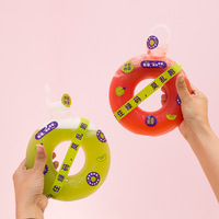 Bouteille jetable en plastique en forme de donut, résistante aux hautes températures, en PETG, avec bouchon à vis, pour thé au lait, jus, café, eau