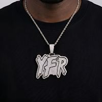 Pendentif personnalisé YFR avec lettres en zircon 3D 5A, style hip-hop, chaîne à maillons pour hommes, fabriqué sur mesure