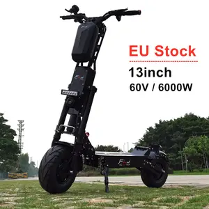 EU Stock 13インチ6000W Dual Motor電動スクーター100-150kms範囲60vエンジン13インチFat Tire Wheels E Scooter Bikeモーター