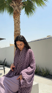 Comfortable Chiffon Cardigan with Matching Hijab Dubai kimono maxi dress <b>print</b> Polka Dot Abaya - Product Image 2