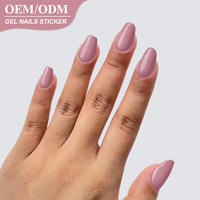Autocollants pour ongles en gel entièrement durcis sans UV avec logo personnalisé, 22 embouts, autocollants pour ongles en gel auto-adhésifs pour la création d'ongles DIY, manucure sans lampe UV