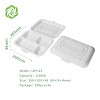 Contenant alimentaire jetable en amidon de maïs à 4 compartiments, vente en gros, boîte à lunch divisée, emballage alimentaire à emporter pour cantine et restauration