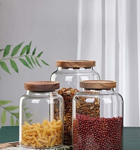Contenitore per caffè con coperchio in legno vetro porta oggetti in vetro per fagioli di zucchero di riso - Product Image 3