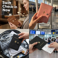 Dompet Perjalanan Bisnis Tempat Kartu Kulit PU Slot Multi-Kartu Penutup Paspor Dengan Gesper dan Logo Pesawat