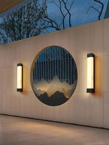 Lámpara de Pared Exterior LED de Aleación de Aluminio, Tira Larga, Blanco Cálido 3500K, Impermeable, Regulable, Garantía de 10 Años, Luz de Jardín - Product Image 6