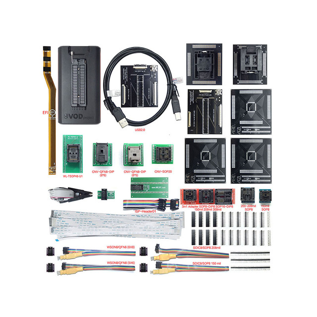 Original and New SVOD 4  Programmer SPI Programmer with TQFP-128 BGA128 WSON8/QFN8 SOIC8 ZIF Socket in STOCK