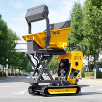 LIVRAISON GRATUITE VOTE Mini Dumper 500 kg sur chenilles en caoutchouc, Dumper compact motorisé pour l'utilisation en jardinage, l'agriculture et l'aménagement paysager