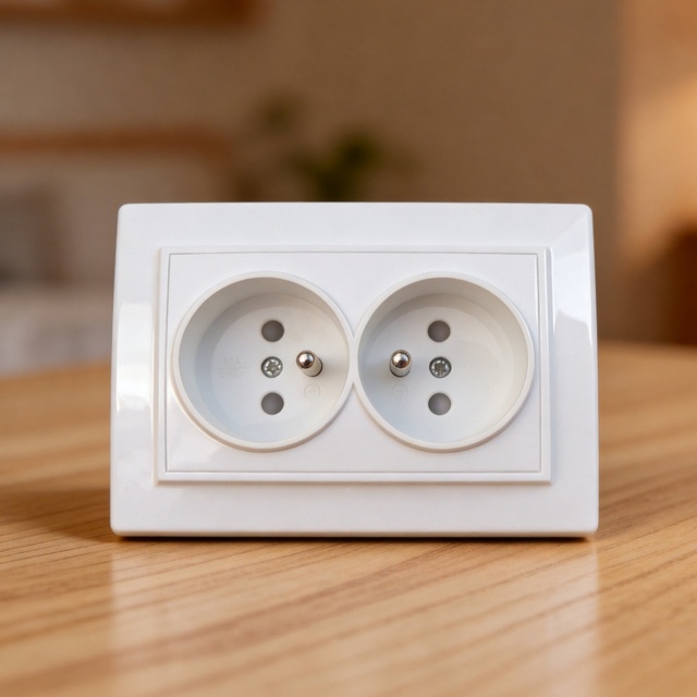 Double French Standard Socket 16A 250V, Type E 2 Gang Flush Mount Wall Outlet, EU Standard Dual Power Socket for Home/Hotel