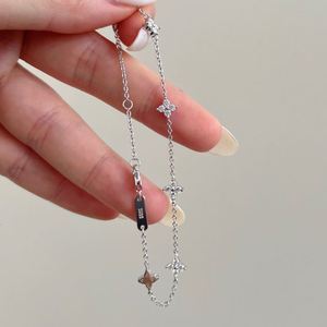 Dylam Lustrous Fine Fashion 925 Sterling Silver D Color VVS1 Moissanite Stones Four Leaf Clover Lucky Flower Pendant <b>Bracelets</b> - Product Image 4