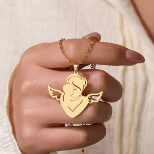MECYLIFE Nouveau <span class=keywords><strong>Collier</strong></span> Bébé Maman en Acier Inoxydable, Bijou de Protection, Cadeau Fête des Mères, Bijou Maman - Product Image 2