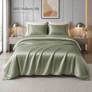 Parure de <span class=keywords><strong>lit</strong></span> personnalisée 4 pièces en soie unie avec drap-housse et housse de <span class=keywords><strong>couette</strong></span> – Tailles Twin, Queen, King - Product Image 5