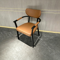 Chaise de table à thé italienne de luxe léger, en cuir souple, pour café, moderne, simple, domestique, en métal, pour hôtel