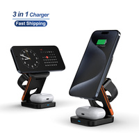 Nouveau support de chargeur sans fil pliable 3 en 1 max15W chargeurs multifonctions magnétiques puissants pour iphone, iwatch et airpods