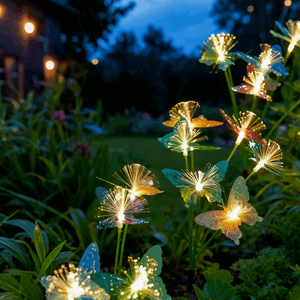 ไฟ LED พลังงานแสงอาทิตย์แบบชาร์จซ้ำได้ IP65 ปรับความสว่างได้ กันน้ำ รูปทรงผีเสื้อ ควบคุมแบบไร้สาย ปรับอุณหภูมิสีได้ สำหรับไฟสวน - Product Image 2