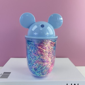 Mickey Mouse Ears Plastic Straw Cup Colorful Gift Cup Portable Cartoon Water Bottle For Students - Product Image 4