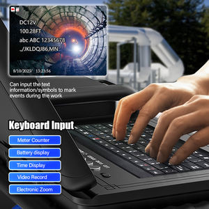 Caméra d'inspection de tuyau de sonde intégrée 512Hz avec moniteur IPS 10.1 ''+ caméra 23mm 1080P + nivellement automatique + Zoom 5x + <span class=keywords><strong>clavier</strong></span> + compteur de compteur - Product Image 6