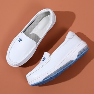 Women White Slip On <b>Nursing</b> <b>Shoes</b> Leather Upper Air Cushion Sole Hospital Work Footwear - Product Image 1