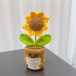 Maceta de Flores de Girasol en Miniatura de Ganchillo al por Mayor, Regalo Positivo de Incentivo para Graduación o Pascua, Decoración de Escritorio Navideña - Product Image 2