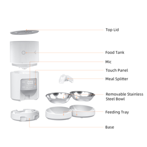 Distributeur automatique de nourriture pour animaux de compagnie intelligent à piles 4000 mAh, mangeoire automatique pour chats 4L 6L, option bols simples ou doubles en acier inoxydable - Product Image 3
