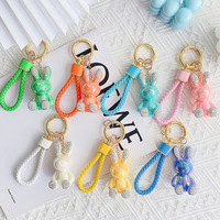 Porte-clés Ours en Peluche 3D Couleur Bonbon Designer - Pendentif Mignon pour Sacs à Main et Bracelets - Accessoire Tendance en Plastique pour Clés