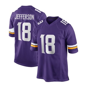 Jersey Sepak Bola Vikings 18 Justin Jefferson 14 Darnold NF L Berkualitas Tinggi Lengan Pendek Unisex Ukuran Besar untuk Dewasa - Product Image 2