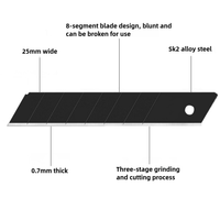 Lame de couteau utilitaire industrielle OEM en acier au carbone SK2 noir de 25 mm, grande taille, à glissière, à changement rapide, à bord droit, longueur totale de 125 mm