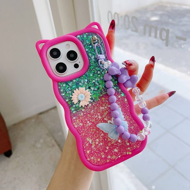 3D Cute Girl Style Colorful Soft Tpu Silicon Glitter Epoxy Wave Edge Phone case for iPhone 18 17 16 15 Plus Phone case Luxury