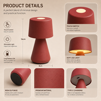 Lampe de table en forme de champignon rechargeable, portable, sans fil, LED, avec interrupteur tactile, lumière blanche chaude 3000K, pour restaurant, hôtel