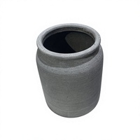 Vase en résine de pierre à texture ciment gris foncé mat, pot de fleurs, décoration minimaliste nordique pour la maison, plante d'intérieur ou d'extérieur