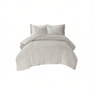 Ensemble de housse de couette en coton chenille à motifs médaillon, 3 pièces, classique, matelassé, pour la maison - Product Image 1