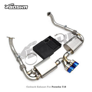 ท่อไอเสียแคทแบ็กสแตนเลส 304 แบบสั่งทำพิเศษ ขนาด 1.5 มม. สำหรับ PORSCHE 718 Boxster/Cayman 2.0T ปี 2016-2023 พร้อมปลายท่อแบบเรซซิ่ง Boska - Product Image 2