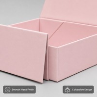 Boîte cadeau personnalisée haut de gamme imperméable rose A3 peu profonde avec couvercle magnétique rabattable et doublure en éponge, couvercle pliable, vente en gros directe d'usine