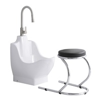 Lavabo monobloc en céramique intégré à trou unique, style minimaliste, pour lavage des mains et des pieds, usage hospitalier, émail écologique