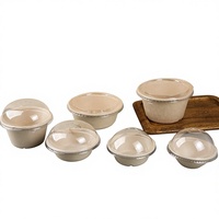 Bol en papier jetable tendance pour pâte de taro, smoothies, glaces pilées et desserts à emporter, avec couvercle extra-large en forme de boule