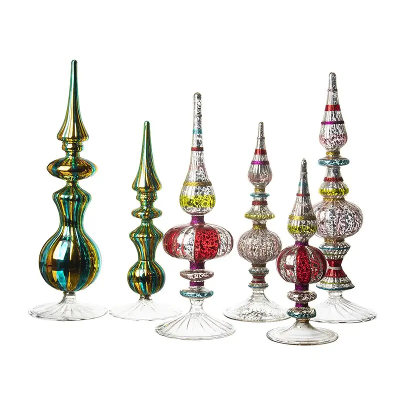 Commercio all'ingrosso 2024 personalizzato di natale colorato tavolo di vetro albero a forma di ornamento decorazione per il regalo